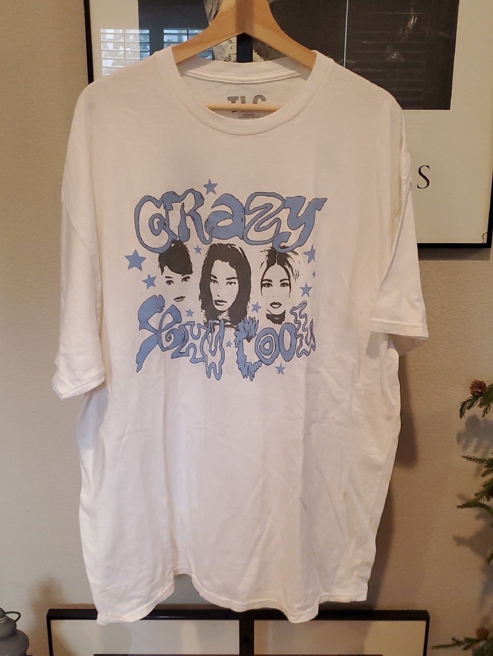 TLC White Graphic Tee with Gray Print